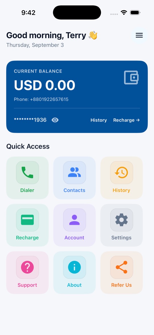 UCC Phone app screen: Your Home Screen